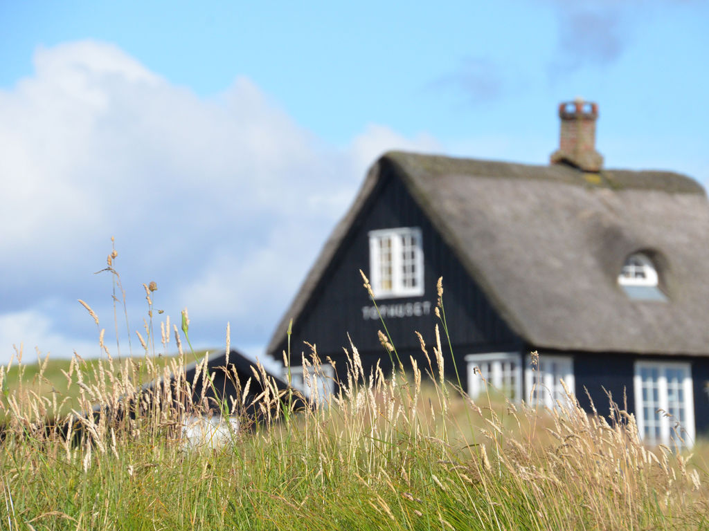 Stråtækt sommerhus med marehalm