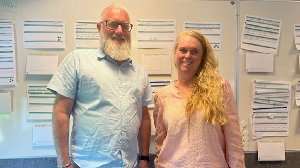 Christa Skovgaard og Jesper Adelholm Baunsgaard på miniaftalekonferencen i Finansforbundet Kreds Øst